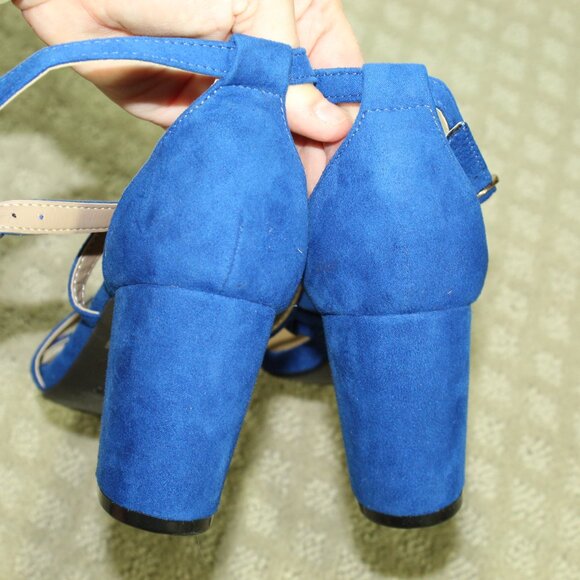 NWOT Dream Pairs Women's 9 Royal Blue Criss Cross Straps 3" Chunky Heels - Picture 5 of 7